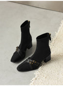 Square Toe Cross Ankle Boots