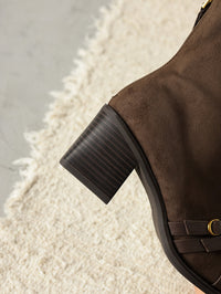 Square Toe Cross Ankle Boots