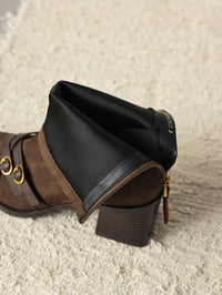 Square Toe Cross Ankle Boots