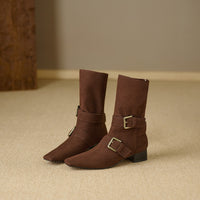 Retro Pointed - Toe Slouchy Mid - Calf Suede Boots