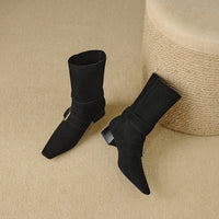 Retro Pointed - Toe Slouchy Mid - Calf Suede Boots
