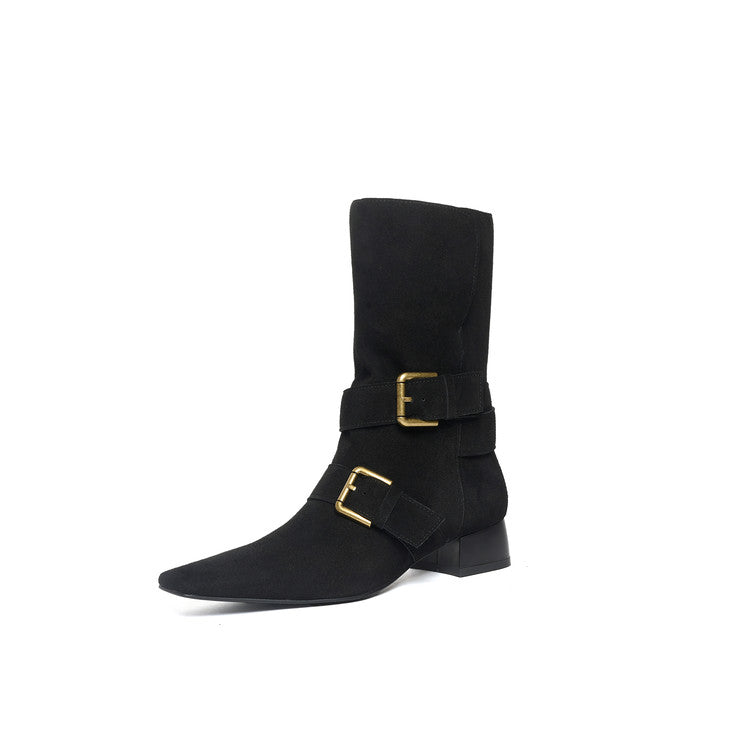 Retro Pointed - Toe Slouchy Mid - Calf Suede Boots