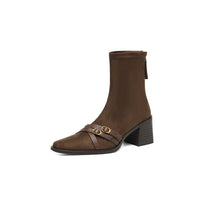 Square Toe Cross Ankle Boots