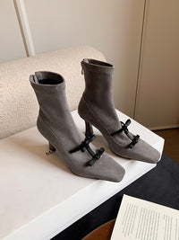 French Bow High - Heel Slim Boots