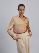 Gold Gradient Oversized Boyfriend Silk Blouse