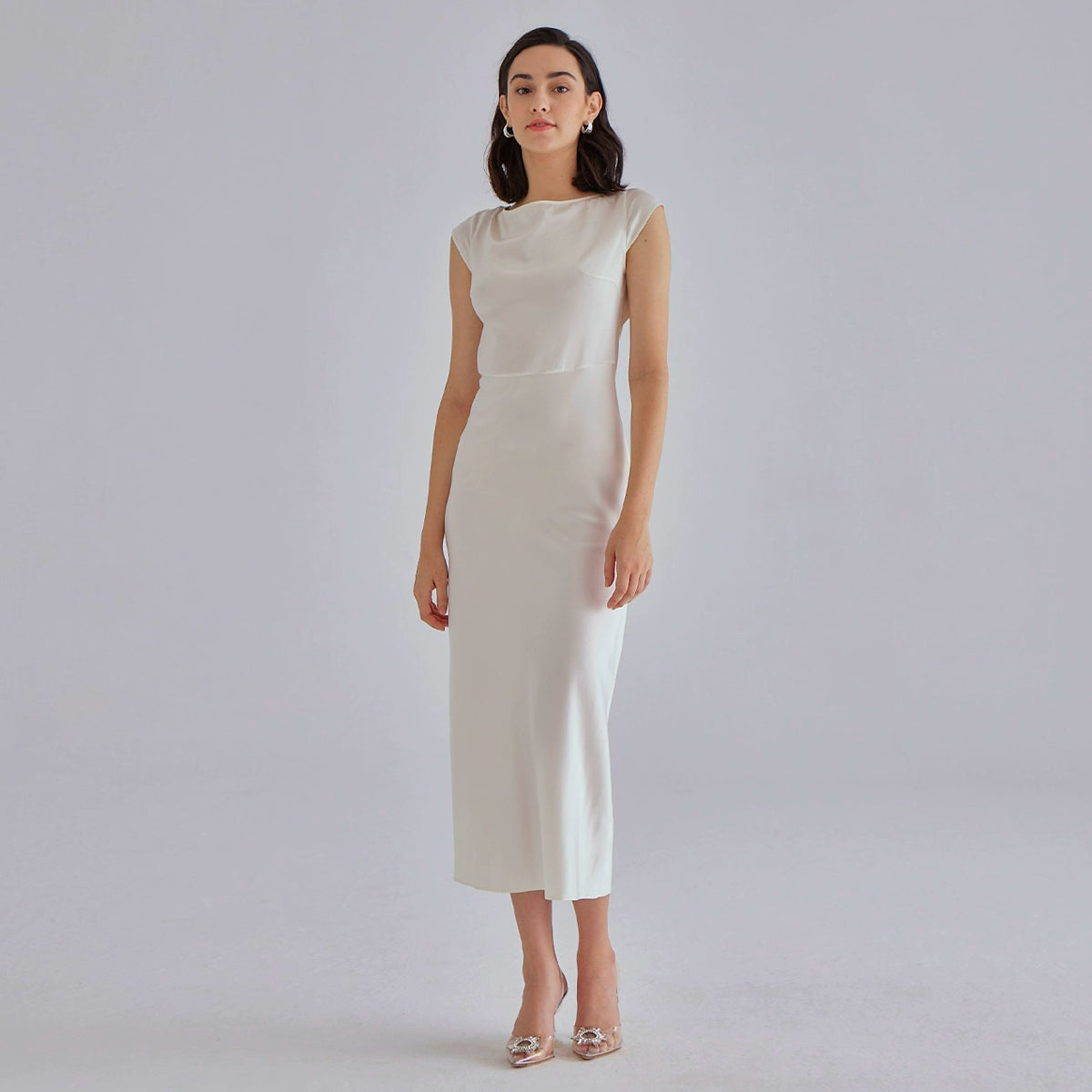 Classy Pearl Midi Silk Dress