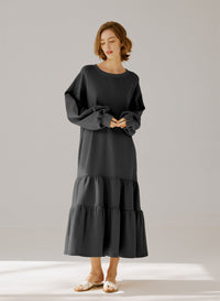 Crewneck Tiered Cotton Dress