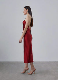 Lounge Cowl Neck Midi Silk Slip Dress