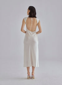 Classy Pearl Midi Silk Dress