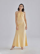 Gold Confetti Halterneck Midi Silk Dress
