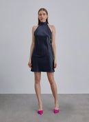 Halter Neck Silk Mini Cocktail Dress