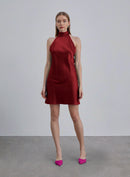 Halter Neck Silk Mini Cocktail Dress