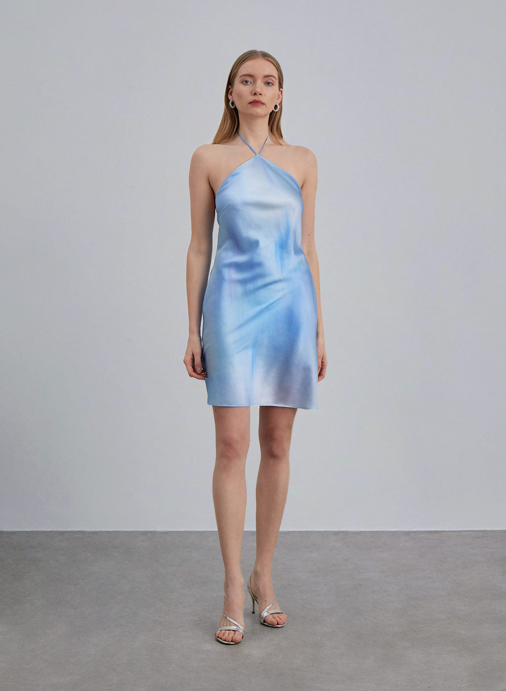 Backless Silk Halter Mini Dress