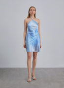 Backless Silk Halter Mini Dress