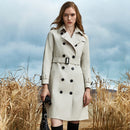 British Style Waisted Knee-length Coat