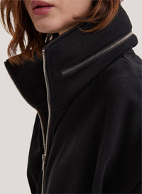 100% Cotton Oversized-Collar Zip Jacket