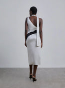 Color Block Silk Midi Dress