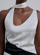 Color Block Silk Midi Dress