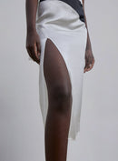 Color Block Silk Midi Dress