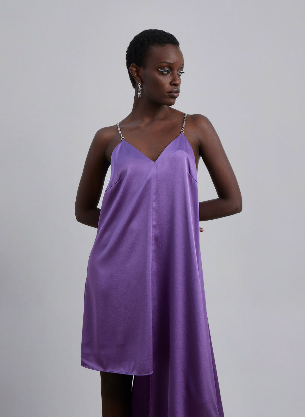 Asymmetrical Silk Slip Dress