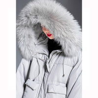 Rabbit Fur Hooded Down Jacket