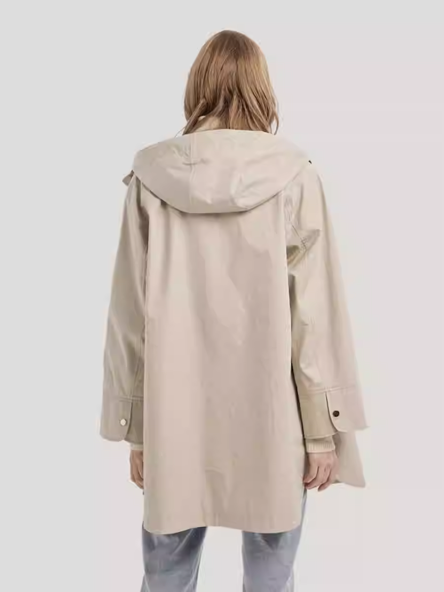 Zipped Curved-Hem 100% Cotton Hooded Jacket