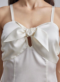 Daria Bow-Tie Silk Midi Dress