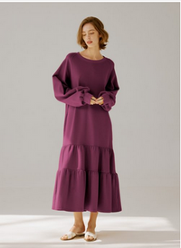 Crewneck Tiered Cotton Dress