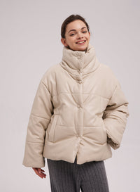 Buttoned Faux Leather Jacket