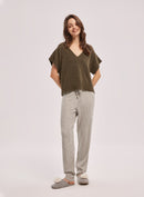 Cape Sleeve V-Neck Sweater