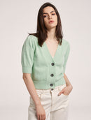 Cropped Cardigan with V Neckline