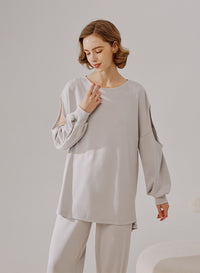 Cut Out Sleeve Sweatshirt