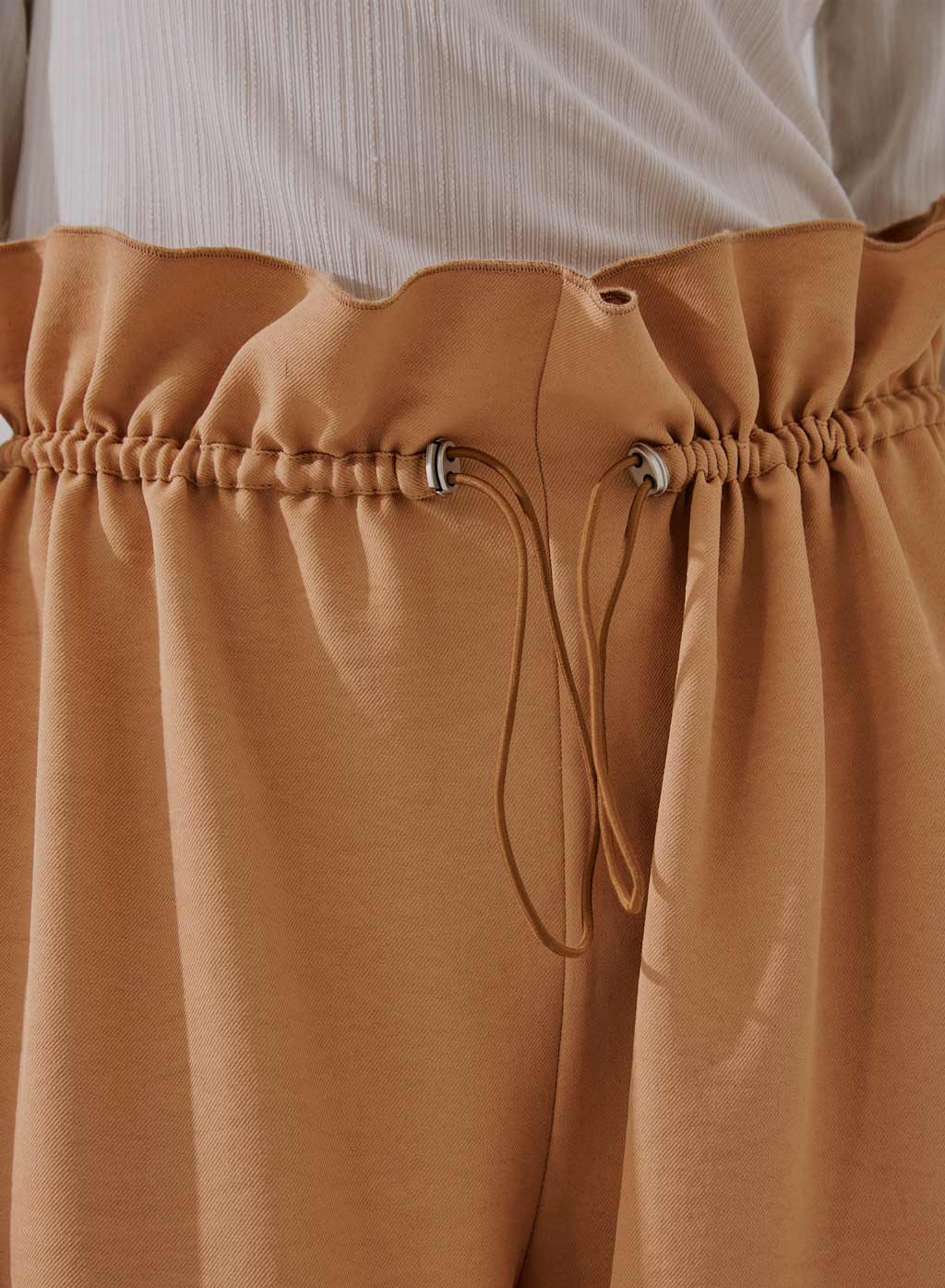 Ruffle Wide-Leg Trouser