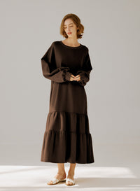 Crewneck Tiered Cotton Dress