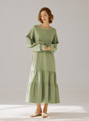 Crewneck Tiered Cotton Dress