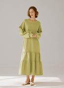 Crewneck Tiered Cotton Dress